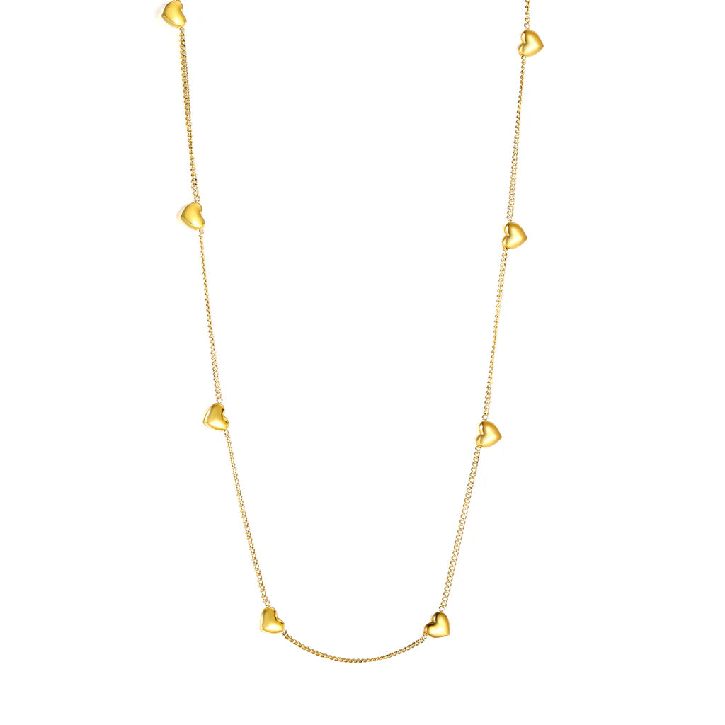 שרשרת לבבות עדינים בצבע זהב