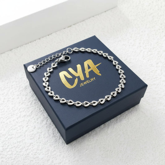 צמיד גורמט לבבות כסף