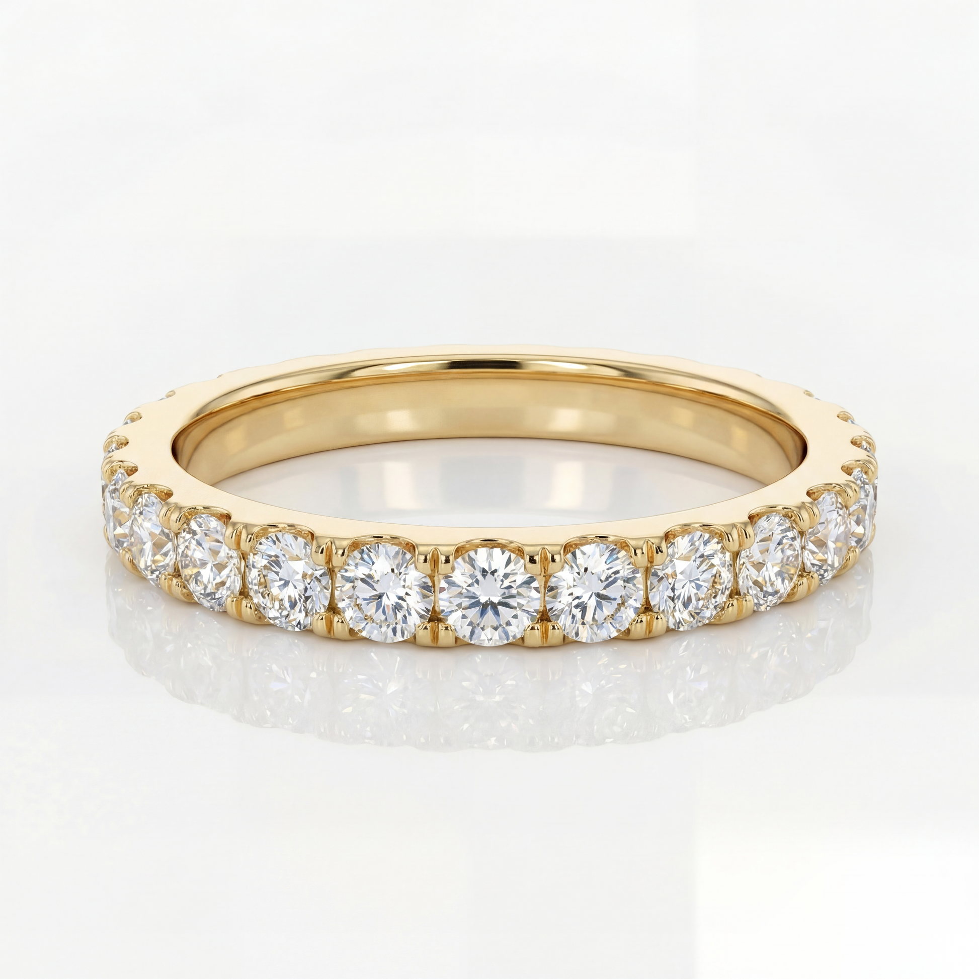 3/4 Eternity Ring - 14K Gold Natural Diamond