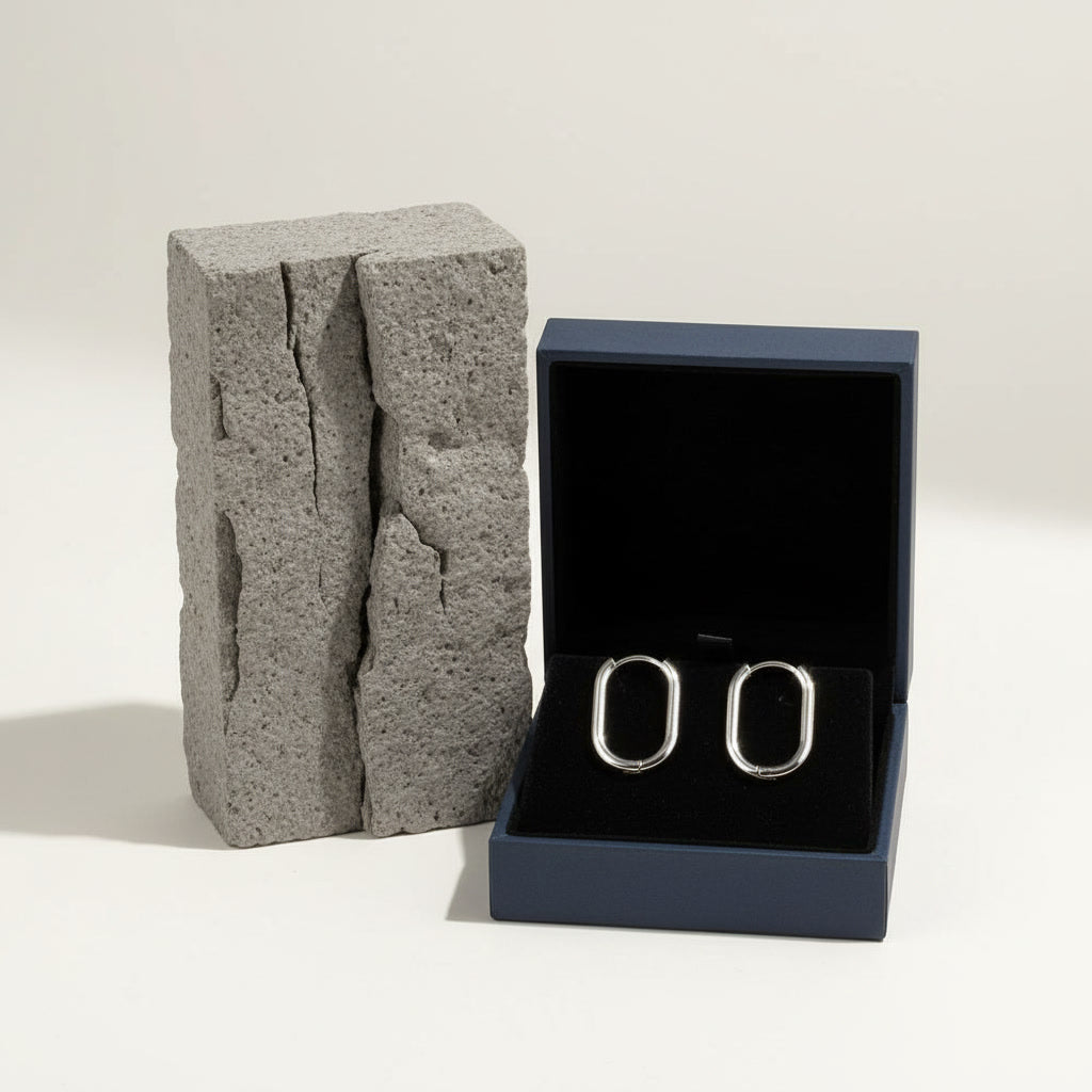 עגיל חישוק קלאסי אובלי