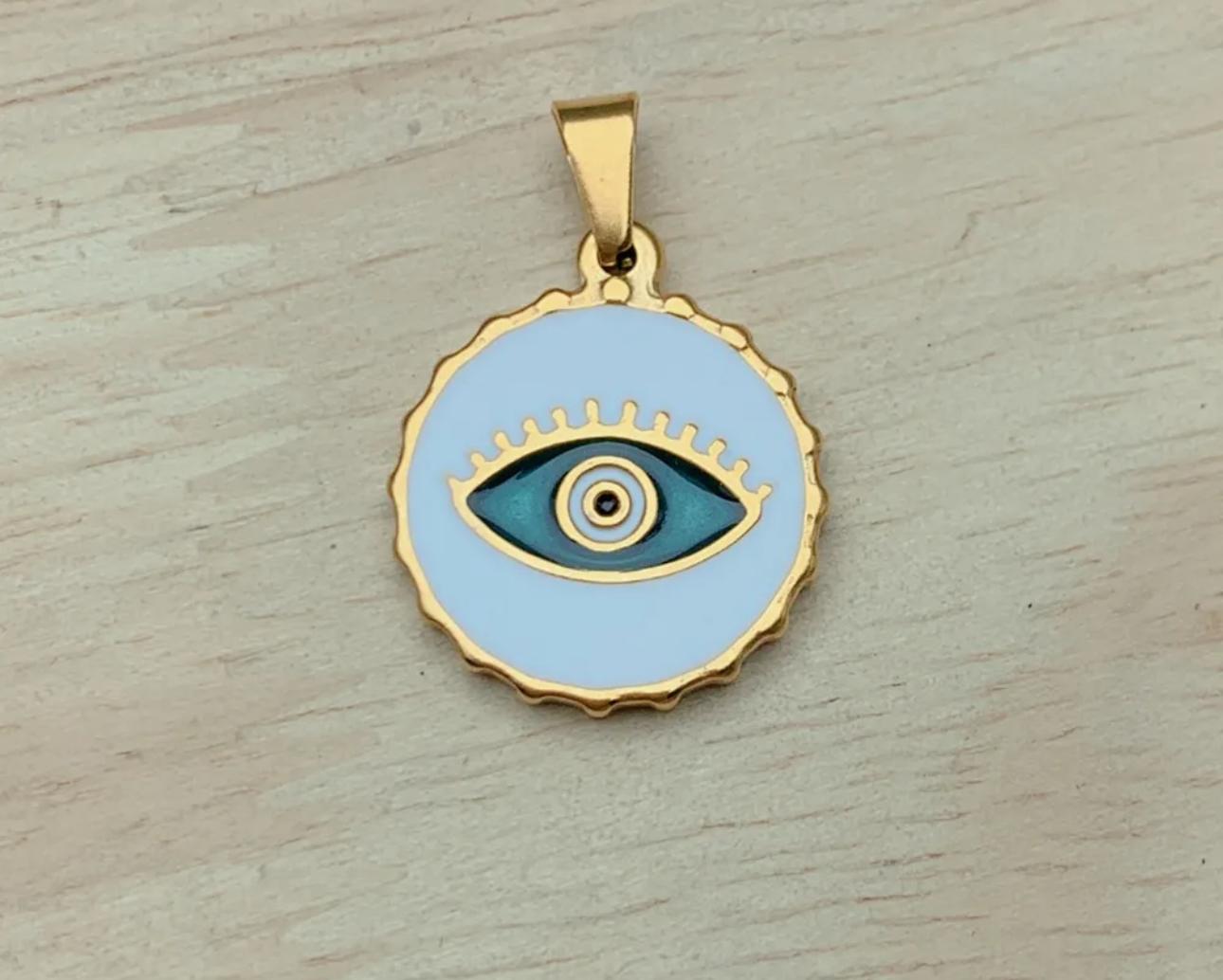 צ׳ארמ מטבע בלי עין הרע תכלת עם זהב