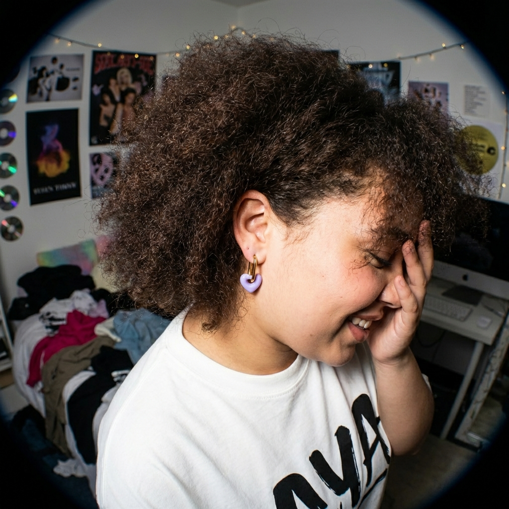 עגילי חישוק אובלי צ׳ארמ לב היפי סגול