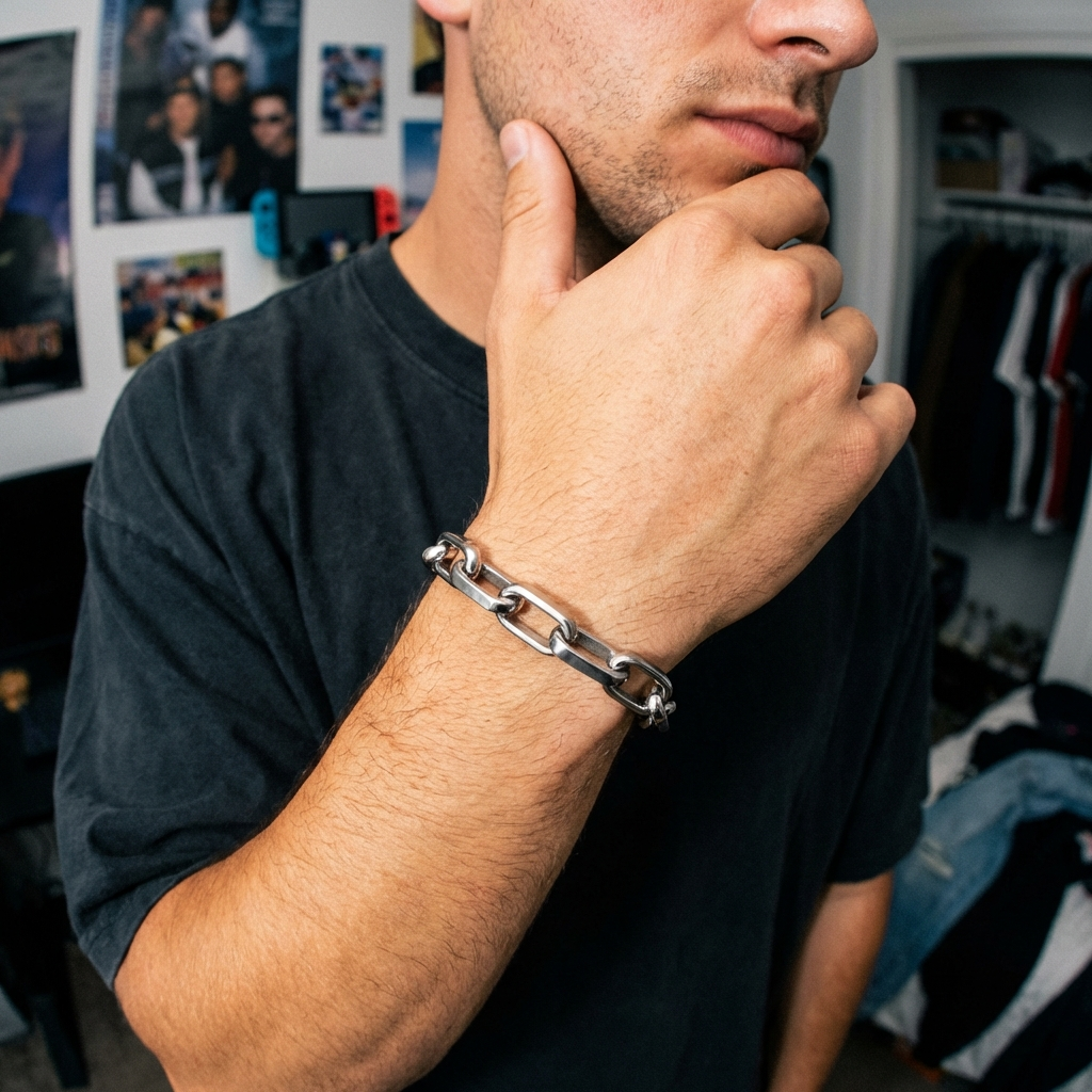 צמיד צ׳אנקי מרובע כסף