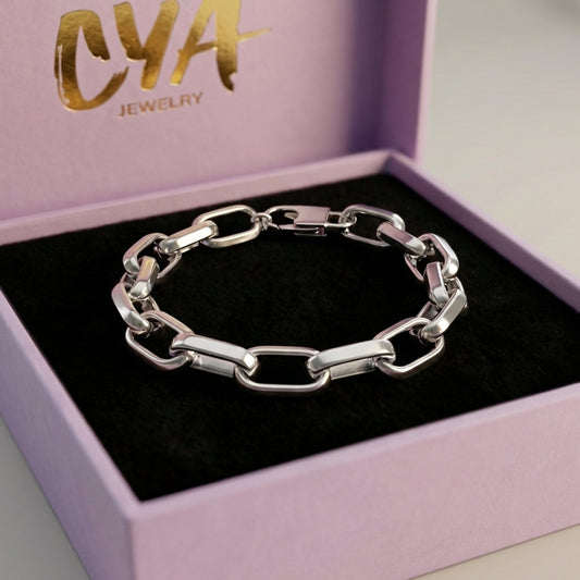 צמיד צ׳אנקי מרובע כסף